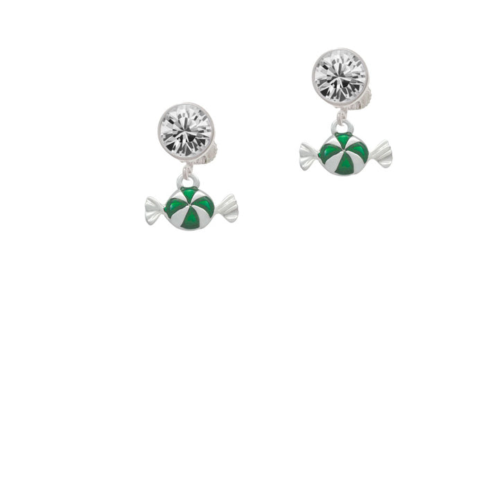 Green Peppermint Candy Crystal Clip On Earrings Image 2