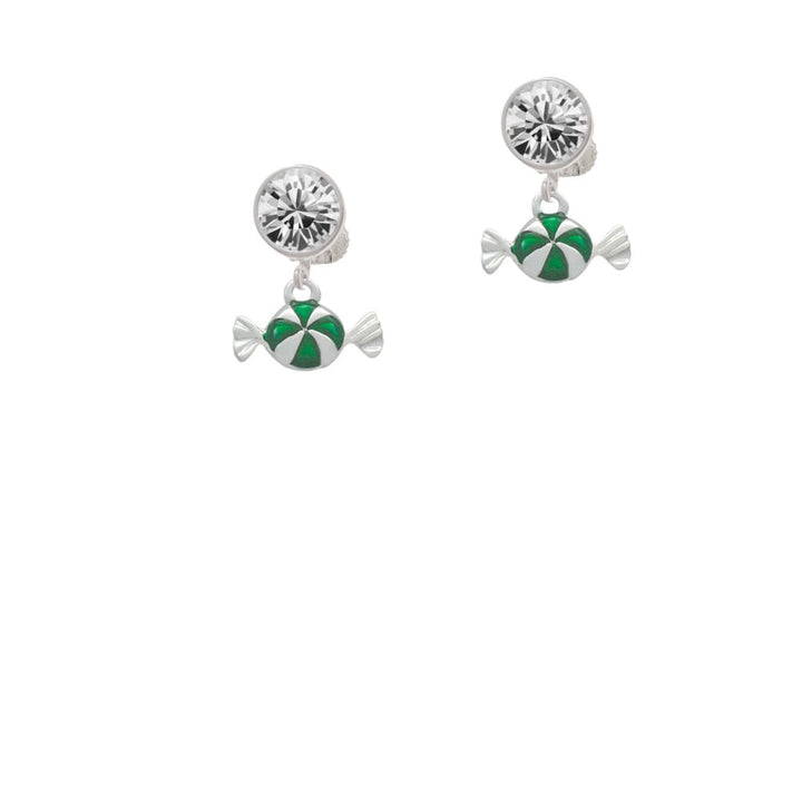 Green Peppermint Candy Crystal Clip On Earrings Image 1