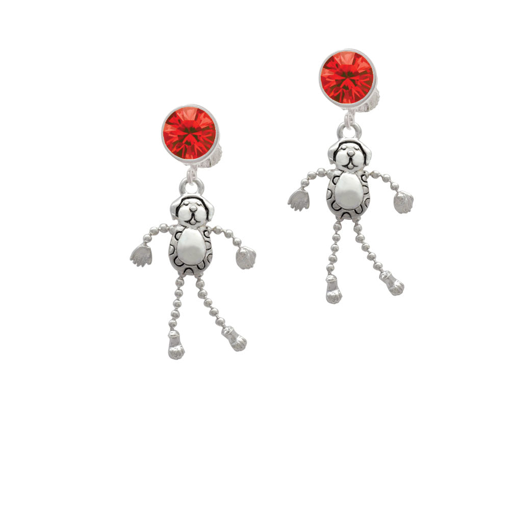 Dog with 4 Dangle legs Crystal Clip On Earrings Image 4