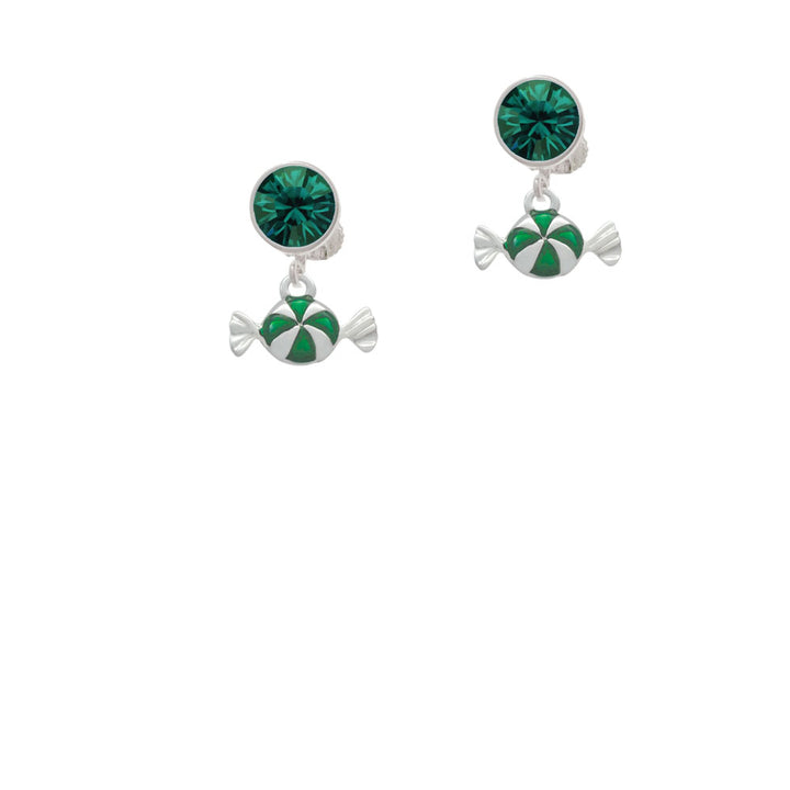 Green Peppermint Candy Crystal Clip On Earrings Image 6