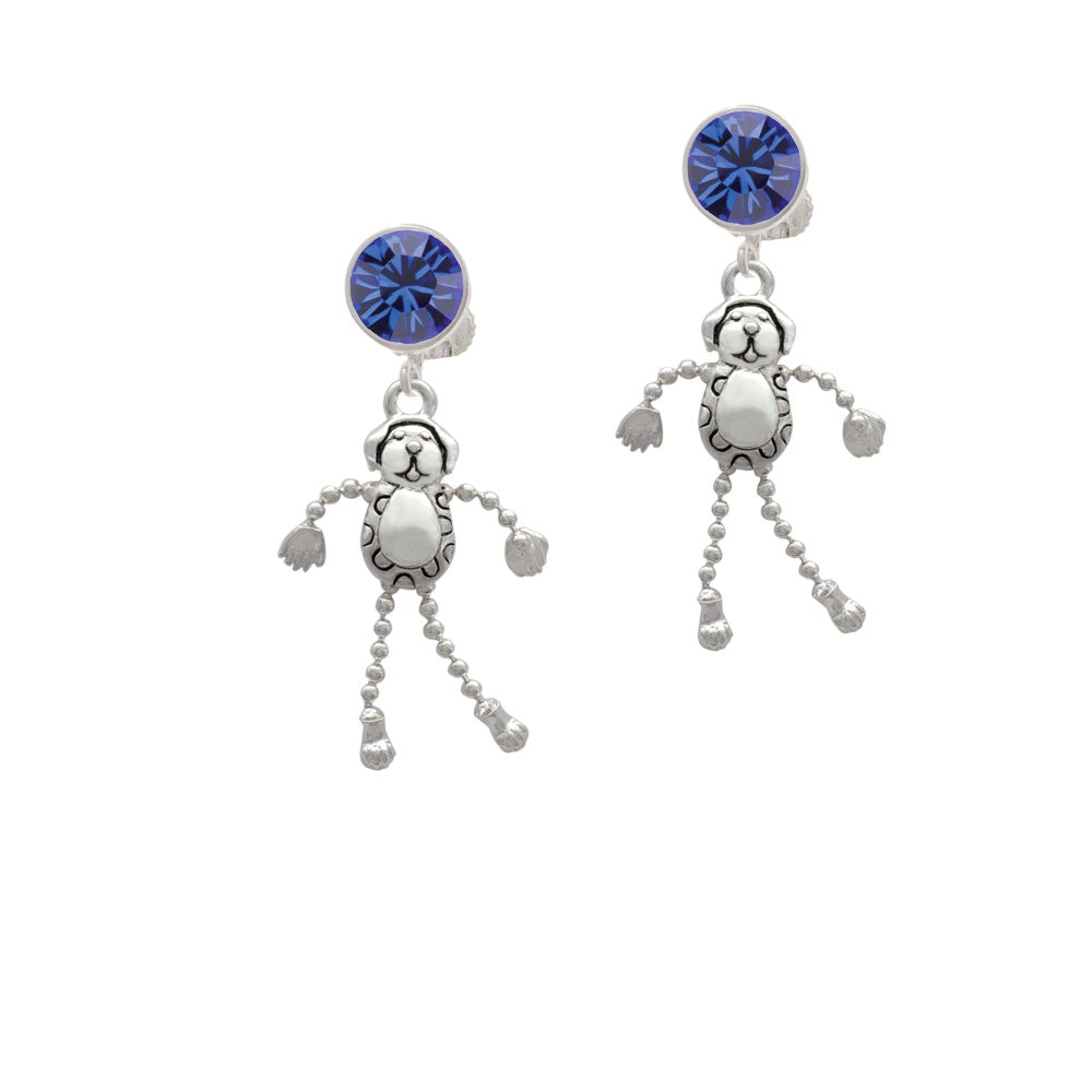 Dog with 4 Dangle legs Crystal Clip On Earrings Image 7