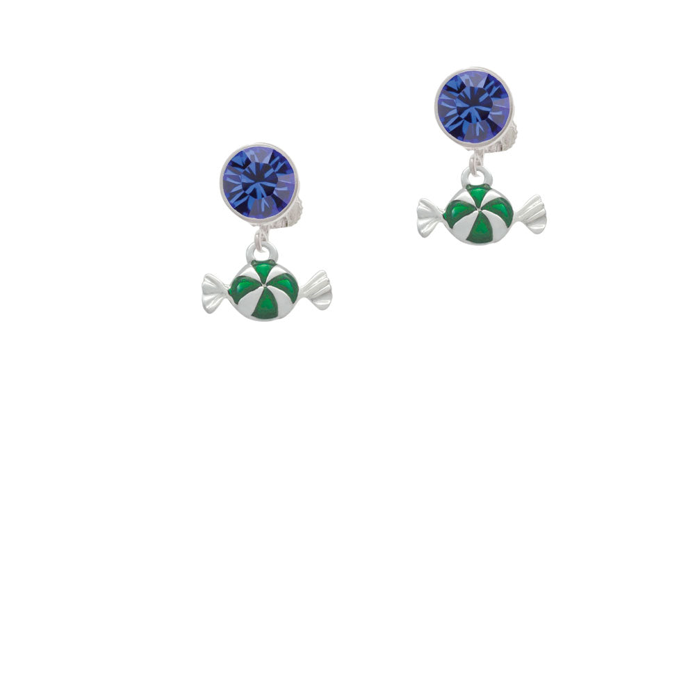 Green Peppermint Candy Crystal Clip On Earrings Image 7