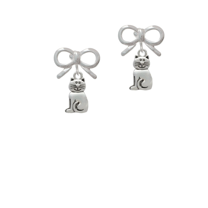 2-D Smiling Cat Crystal Clip On Earrings Image 9