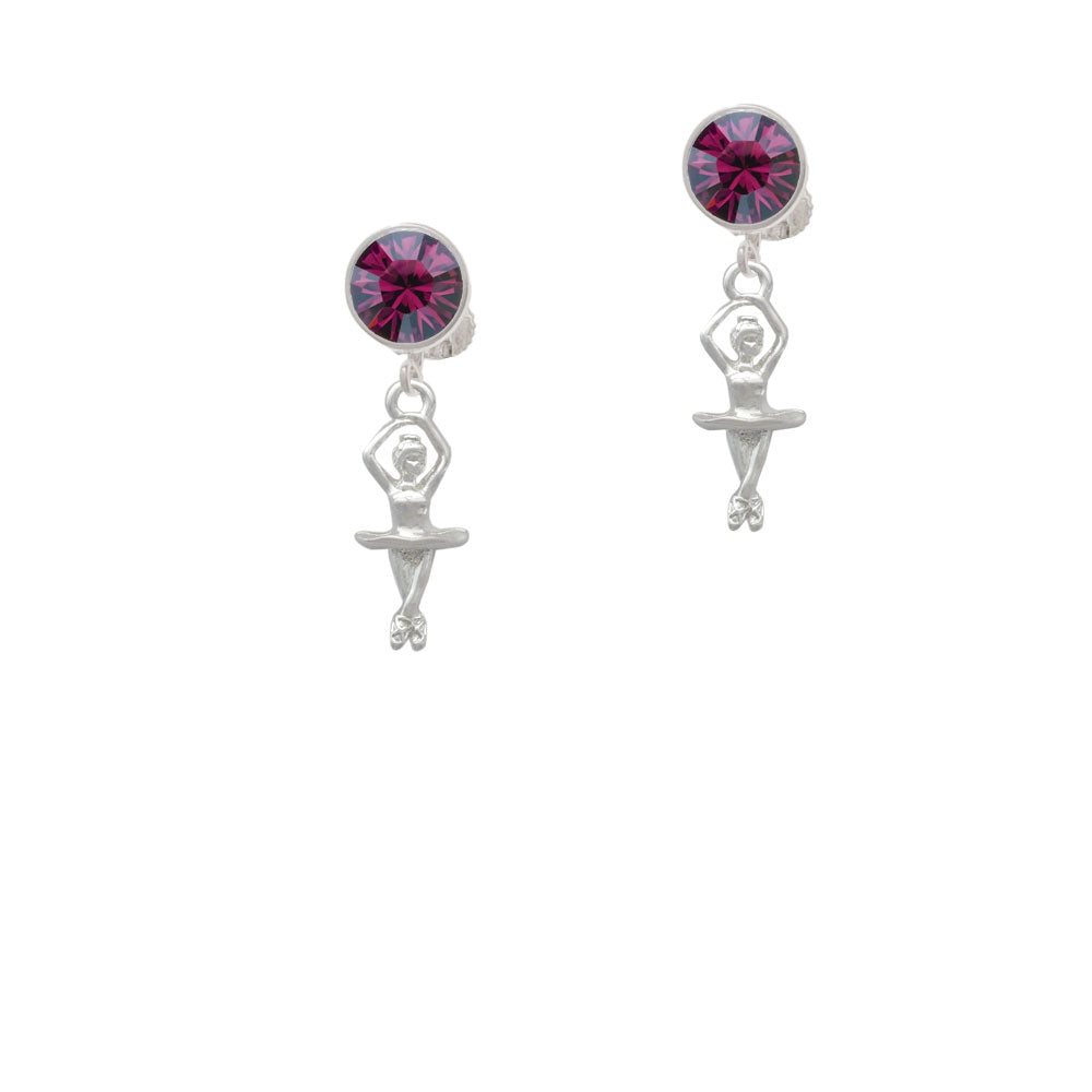 3-D Ballerina Crystal Clip On Earrings Image 8