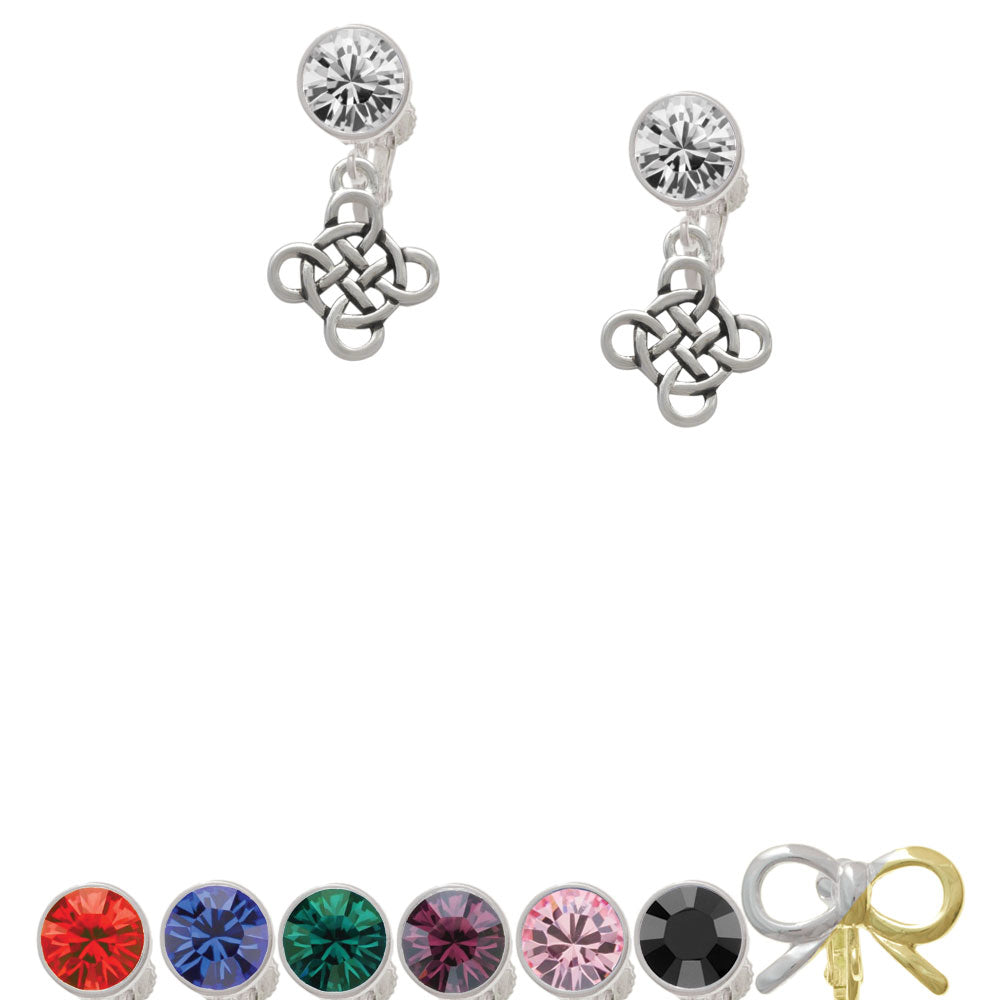 Celtic Knot Cross Crystal Clip On Earrings Image 1