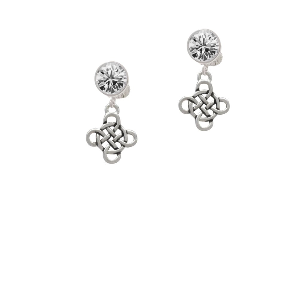 Celtic Knot Cross Crystal Clip On Earrings Image 1