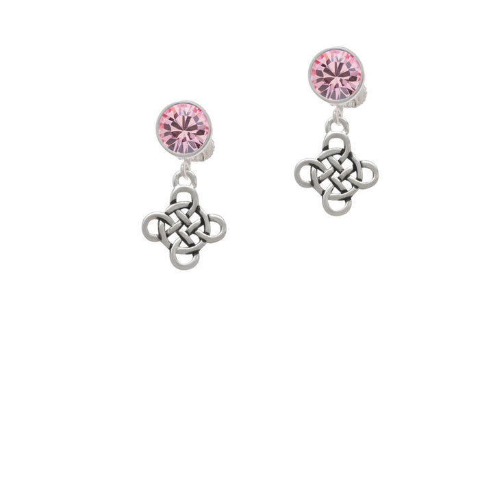 Celtic Knot Cross Crystal Clip On Earrings Image 4