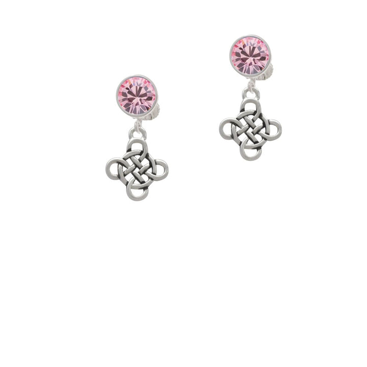 Celtic Knot Cross Crystal Clip On Earrings Image 1