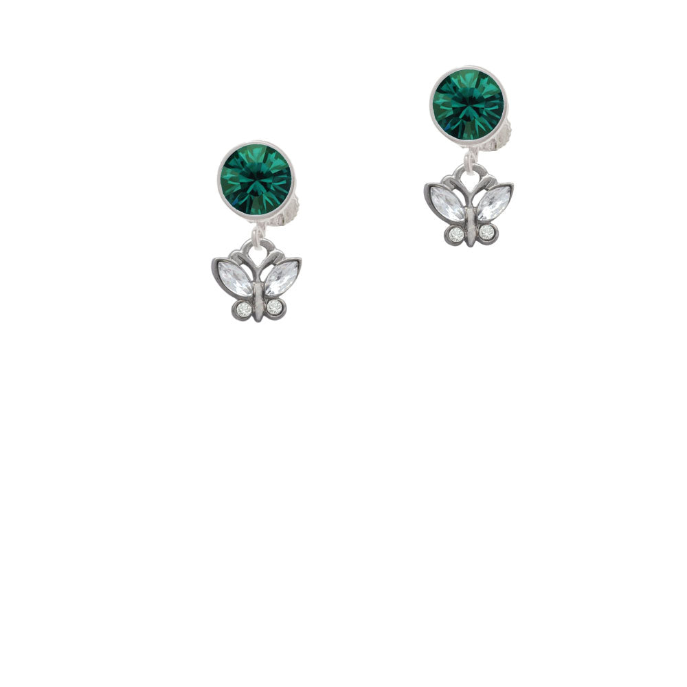 Mini Butterfly with Clear Wings and Crystals Crystal Clip On Earrings Image 6