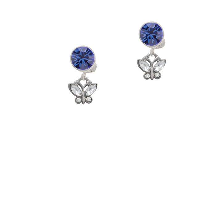 Mini Butterfly with Clear Wings and Crystals Crystal Clip On Earrings Image 7