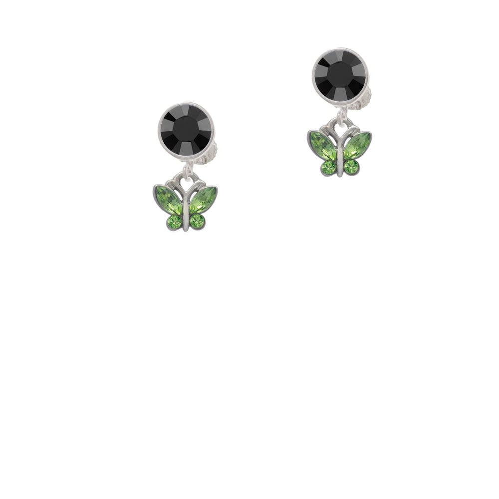 Mini Butterfly with Green Wings and Crystals Crystal Clip On Earrings Image 3