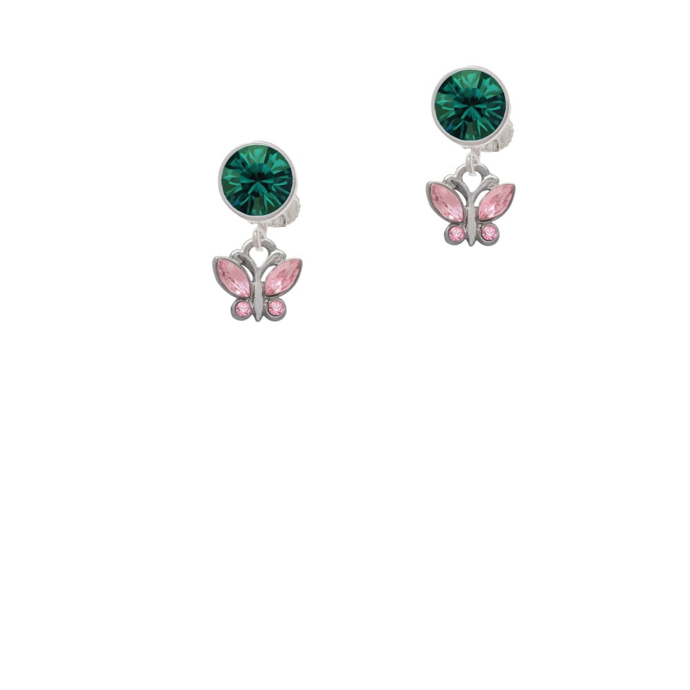 Mini Butterfly with Pink Wings and Crystals Crystal Clip On Earrings Image 6