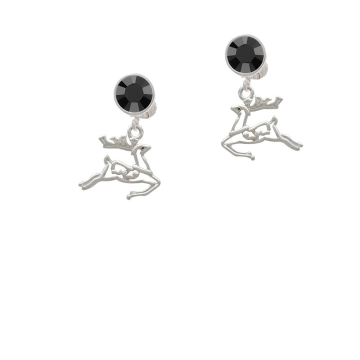 2-D Reindeer Crystal Clip On Earrings Image 3