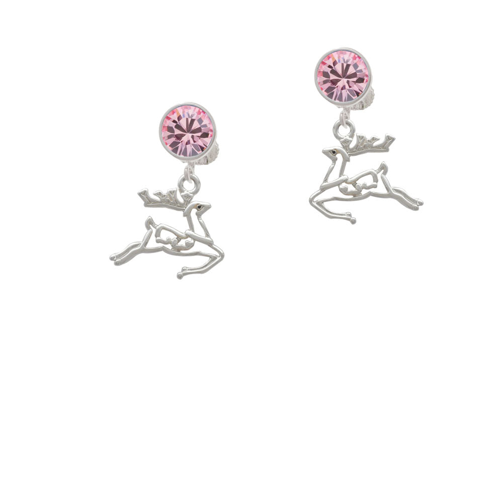 2-D Reindeer Crystal Clip On Earrings Image 4