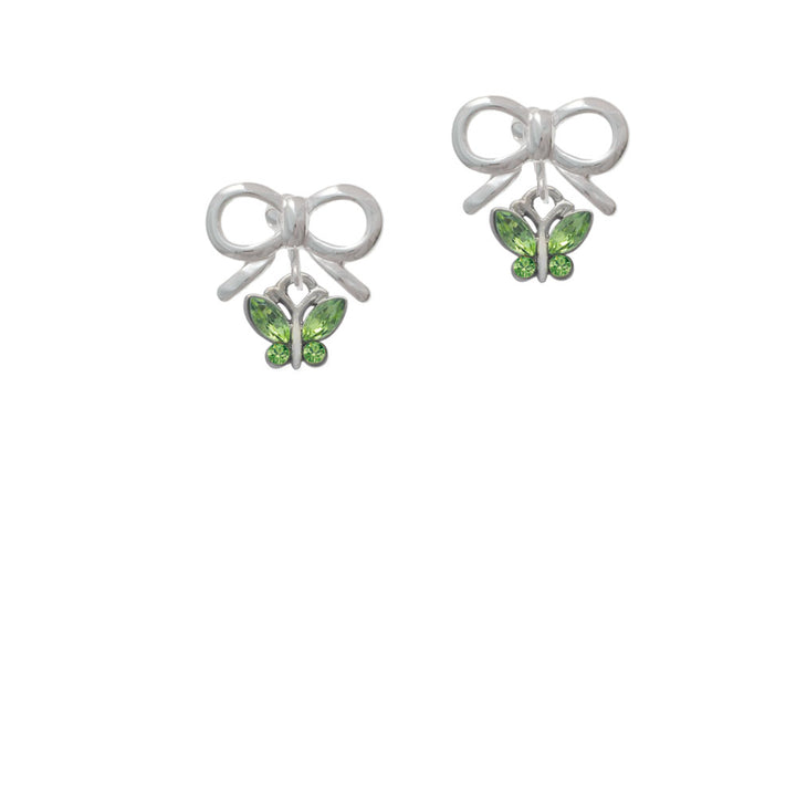 Mini Butterfly with Green Wings and Crystals Crystal Clip On Earrings Image 9