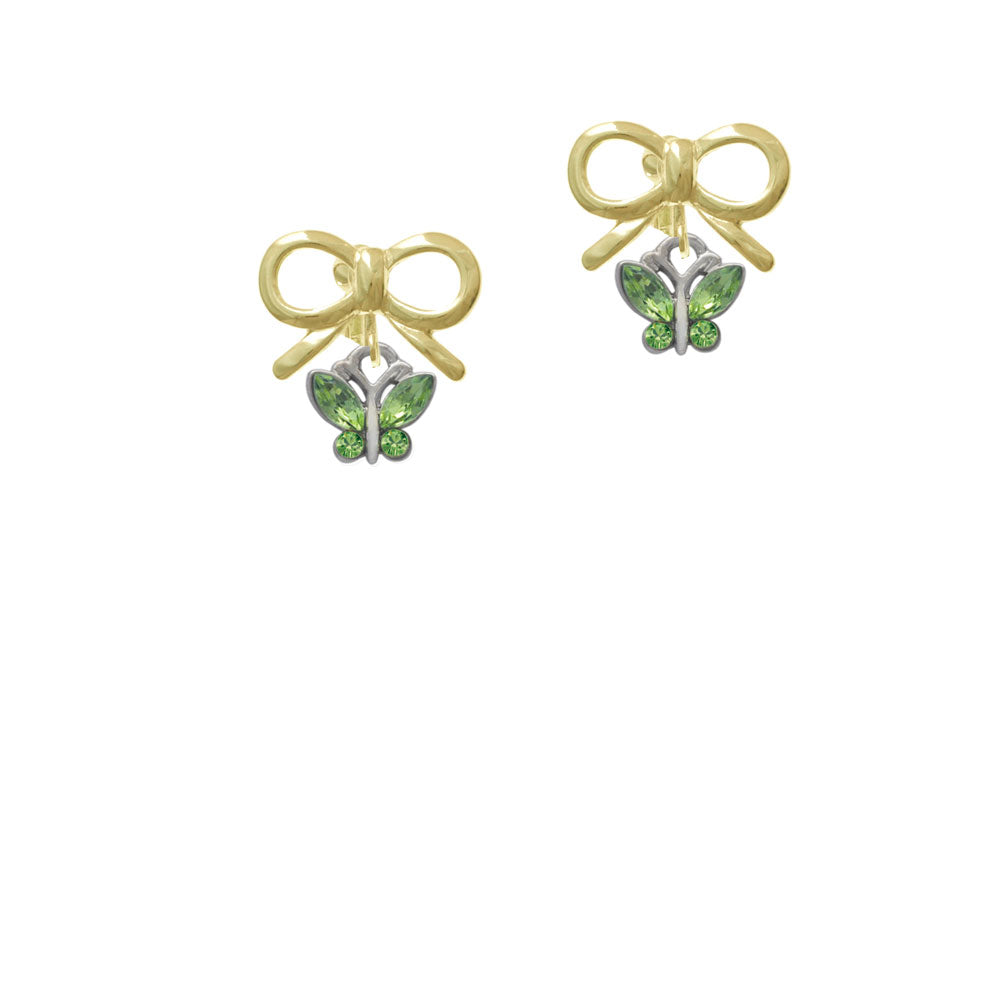 Mini Butterfly with Green Wings and Crystals Crystal Clip On Earrings Image 10