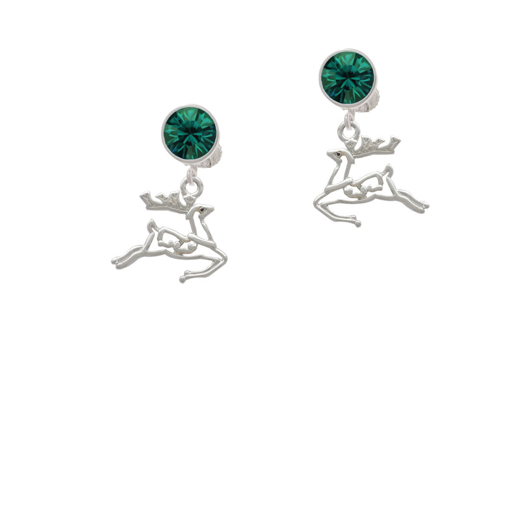 2-D Reindeer Crystal Clip On Earrings Image 6