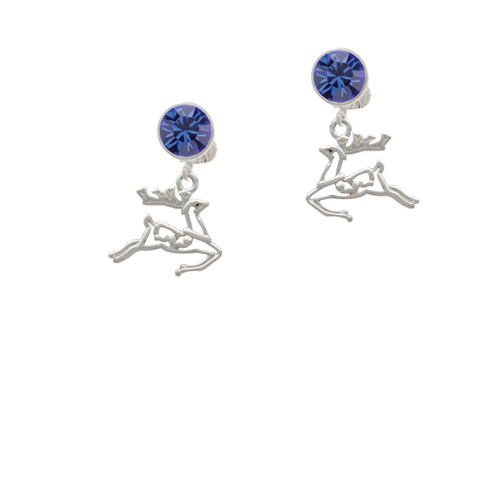 2-D Reindeer Crystal Clip On Earrings Image 7