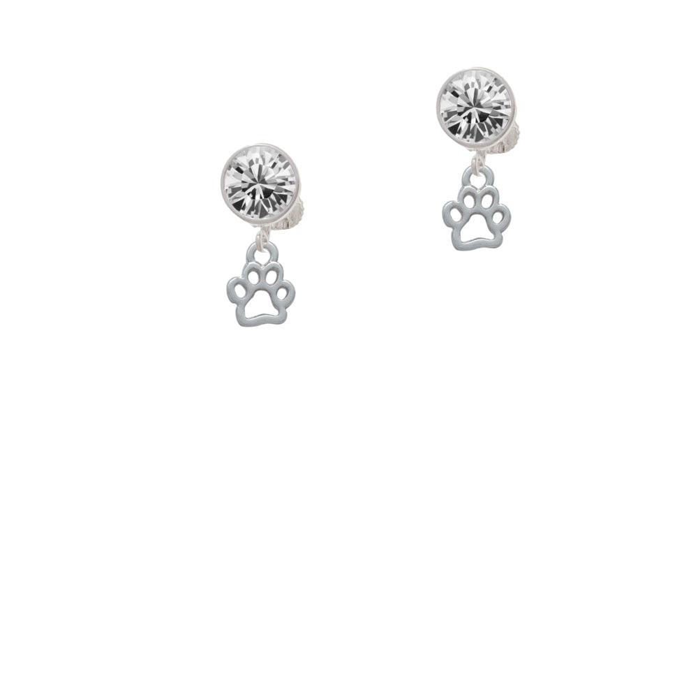 Mini Open Paw Crystal Clip On Earrings Image 2