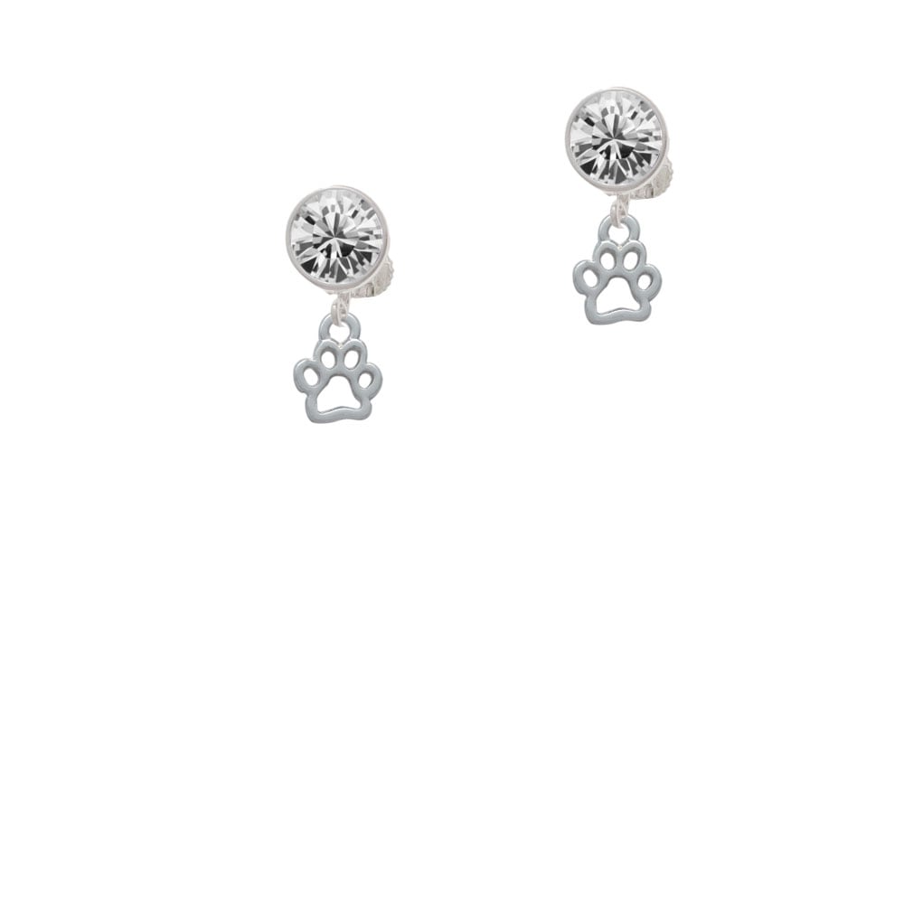 Mini Open Paw Crystal Clip On Earrings Image 1