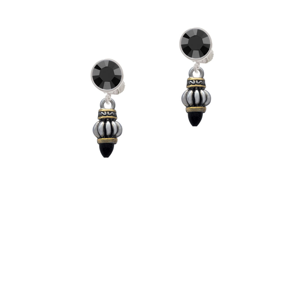 Two Tone Drop with Black Crystal Crystal Clip On Earrings Image 3