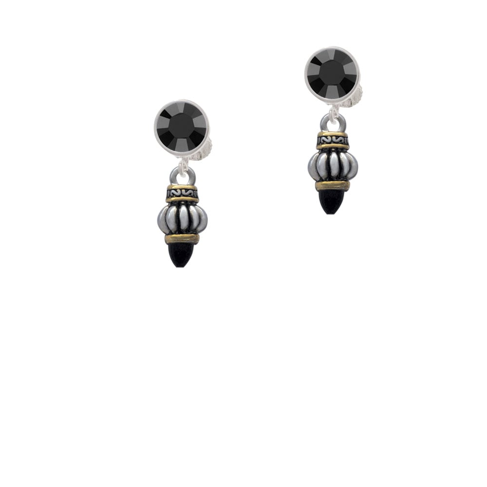 Two Tone Drop with Black Crystal Crystal Clip On Earrings Image 1