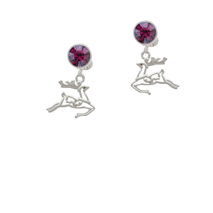 2-D Reindeer Crystal Clip On Earrings Image 8