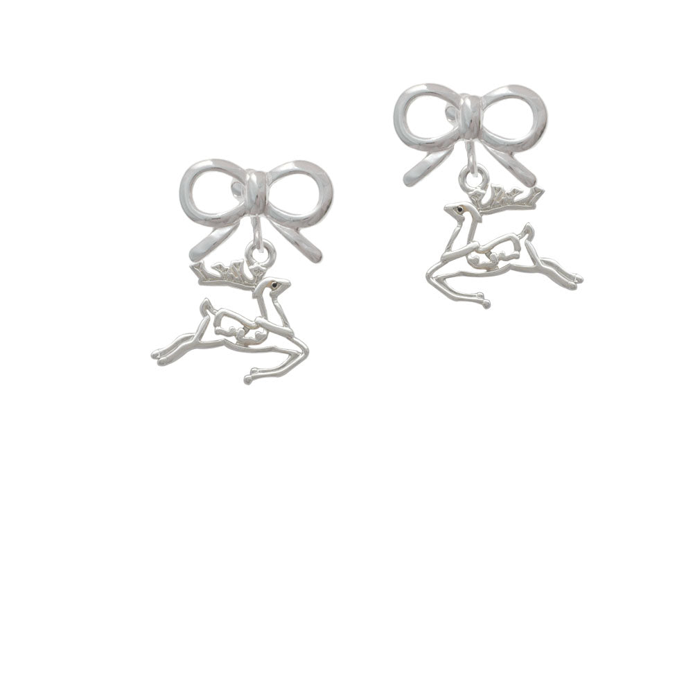 2-D Reindeer Crystal Clip On Earrings Image 9