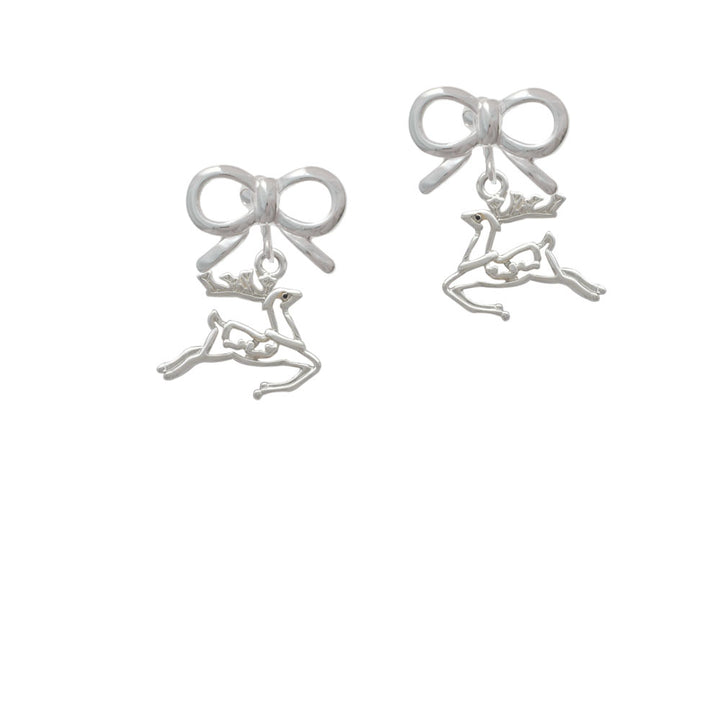 2-D Reindeer Crystal Clip On Earrings Image 9