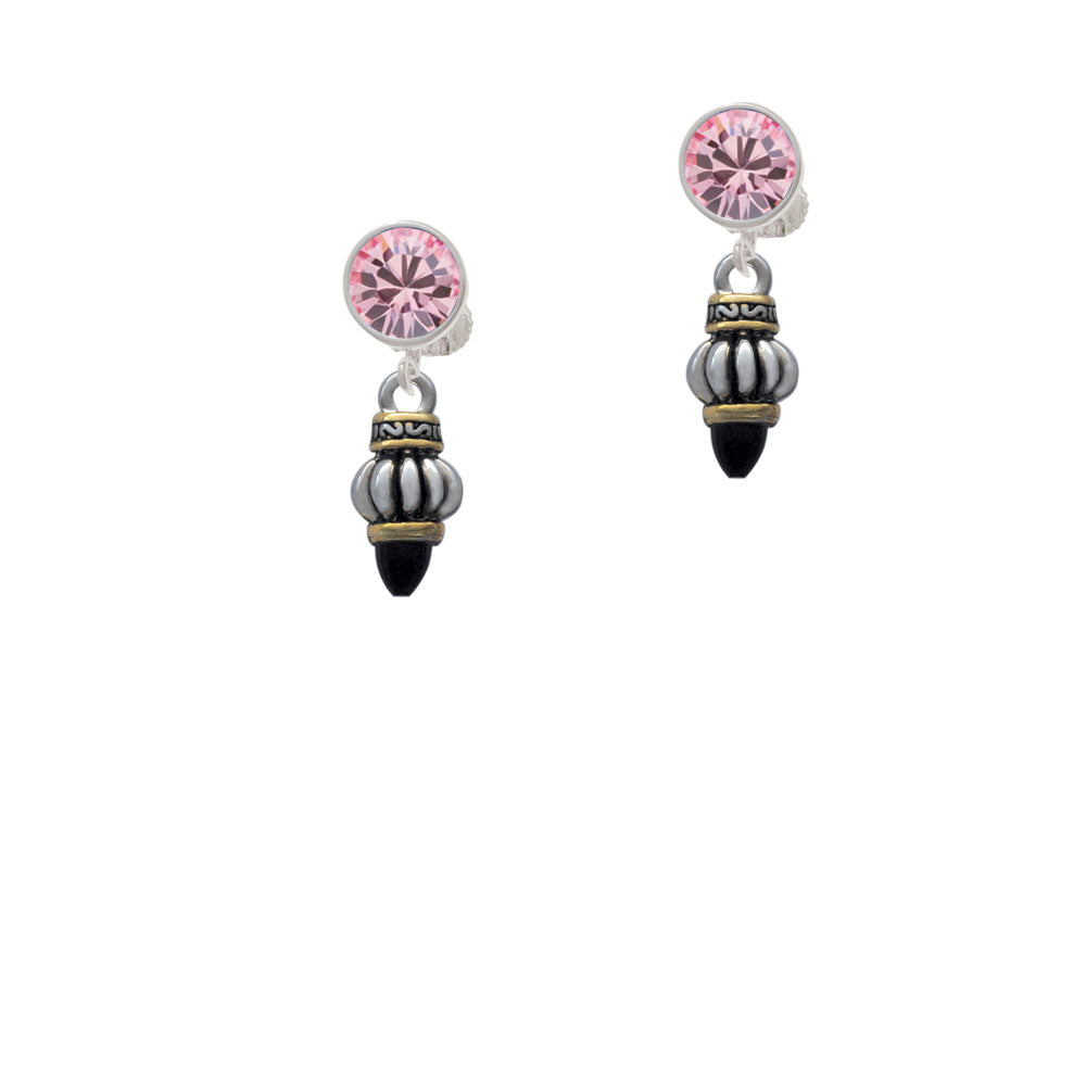 Two Tone Drop with Black Crystal Crystal Clip On Earrings Image 4