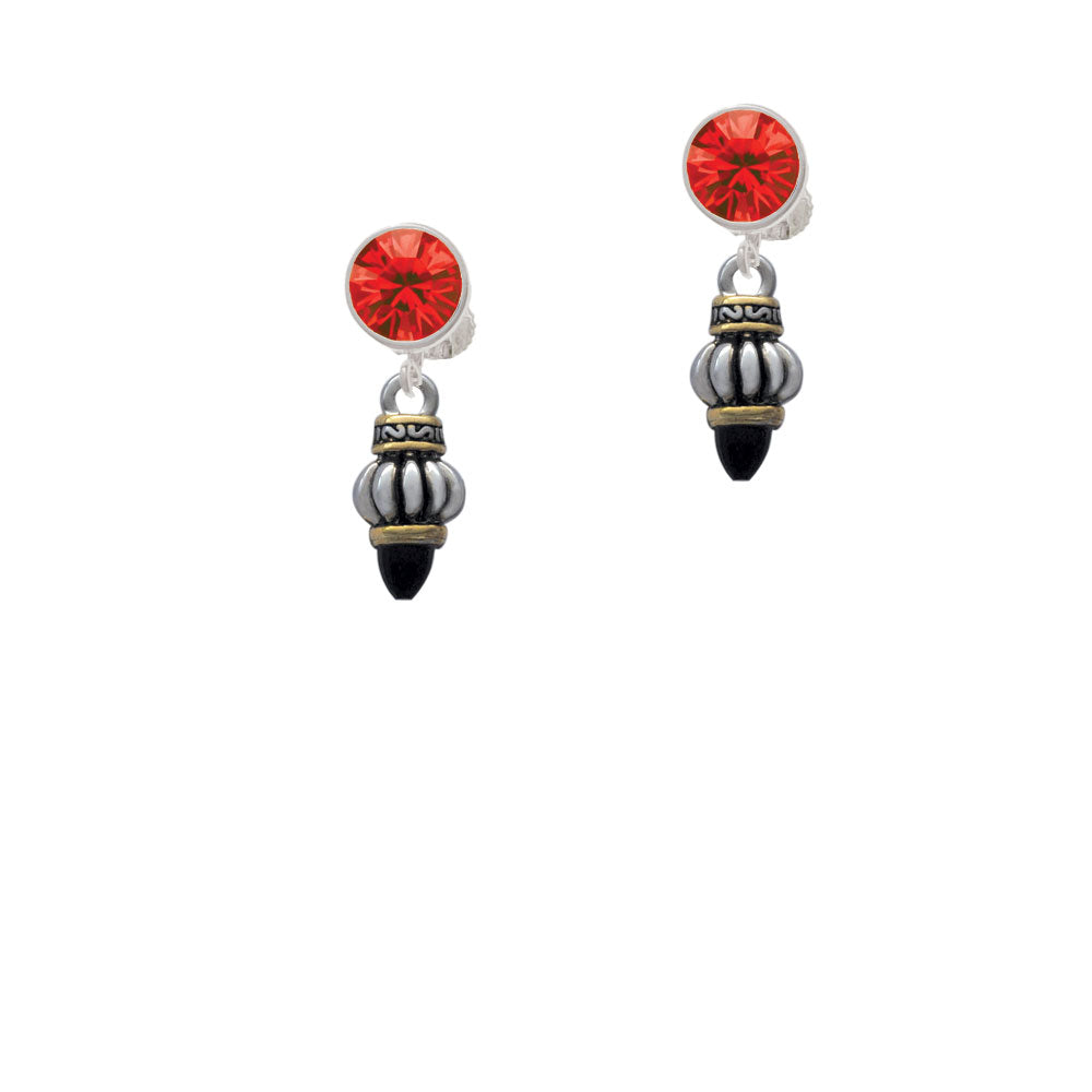 Two Tone Drop with Black Crystal Crystal Clip On Earrings Image 4