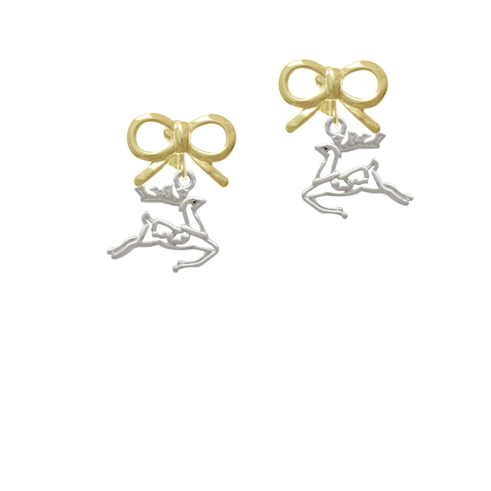 2-D Reindeer Crystal Clip On Earrings Image 10