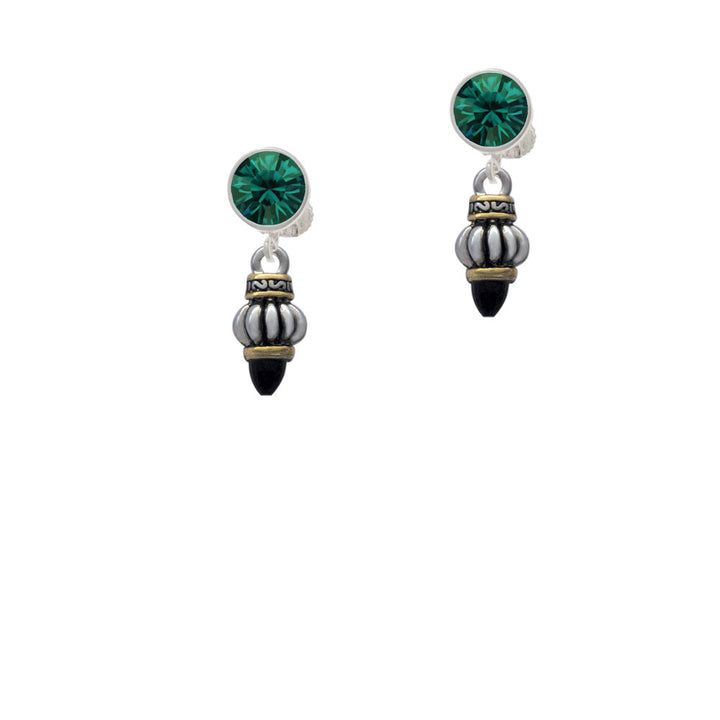 Two Tone Drop with Black Crystal Crystal Clip On Earrings Image 6