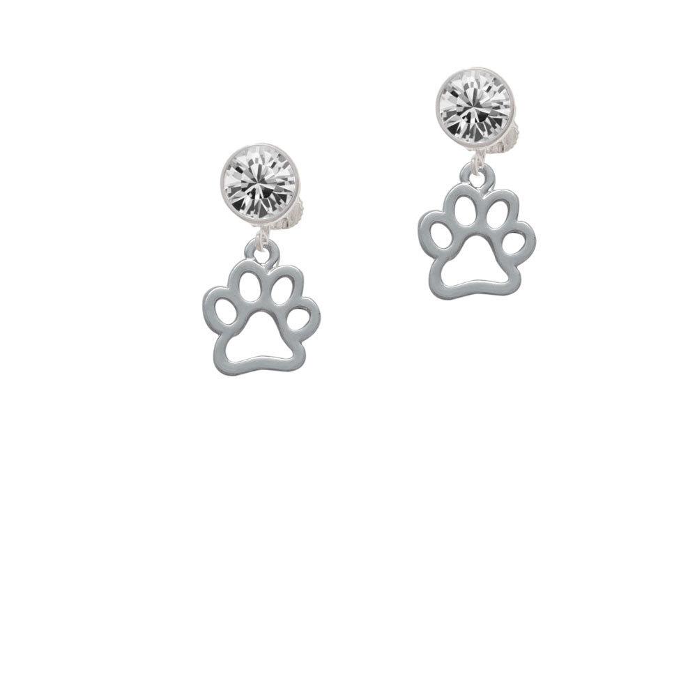 Medium Open Paw Crystal Clip On Earrings Image 2