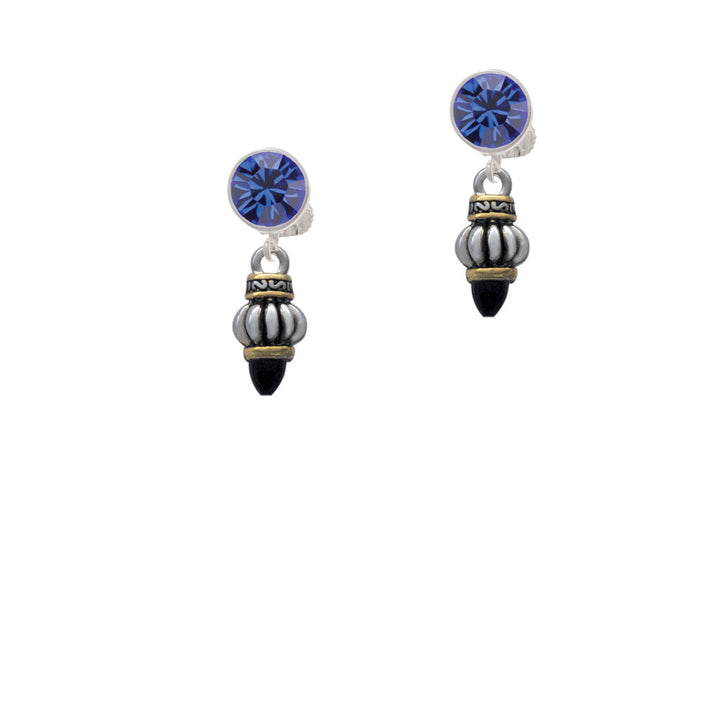 Two Tone Drop with Black Crystal Crystal Clip On Earrings Image 7