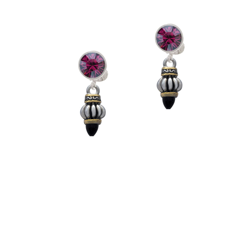 Two Tone Drop with Black Crystal Crystal Clip On Earrings Image 8