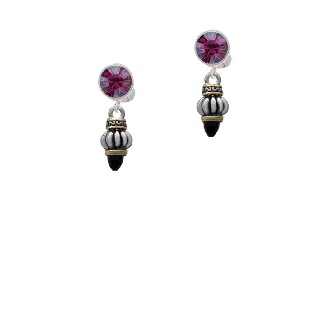 Two Tone Drop with Black Crystal Crystal Clip On Earrings Image 1