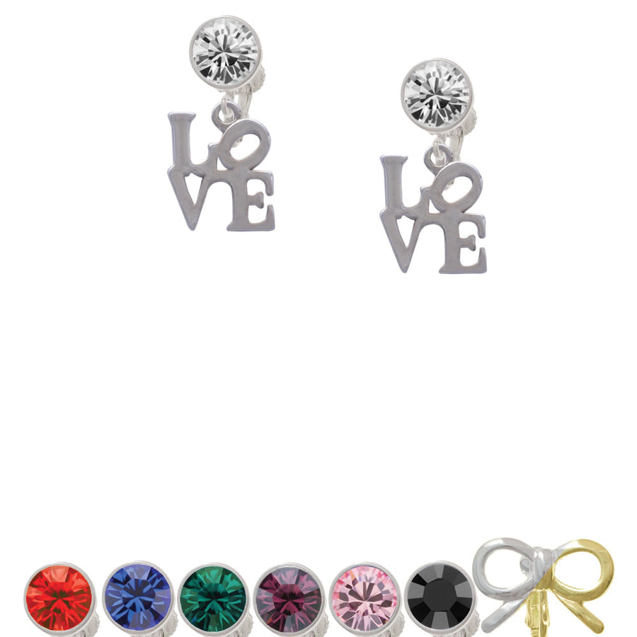 Love in Square Crystal Clip On Earrings Image 1