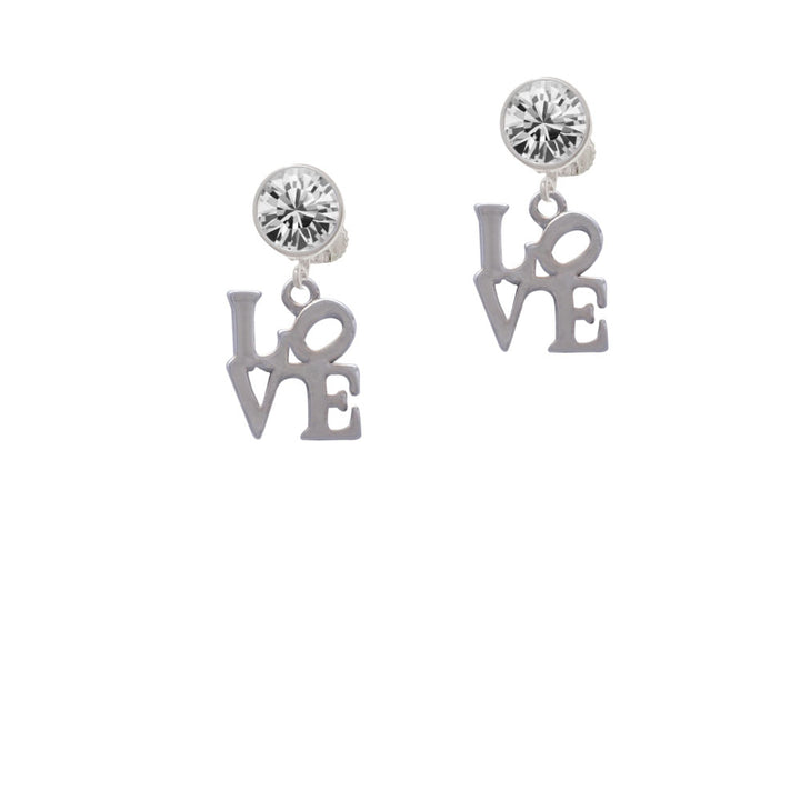 Love in Square Crystal Clip On Earrings Image 2