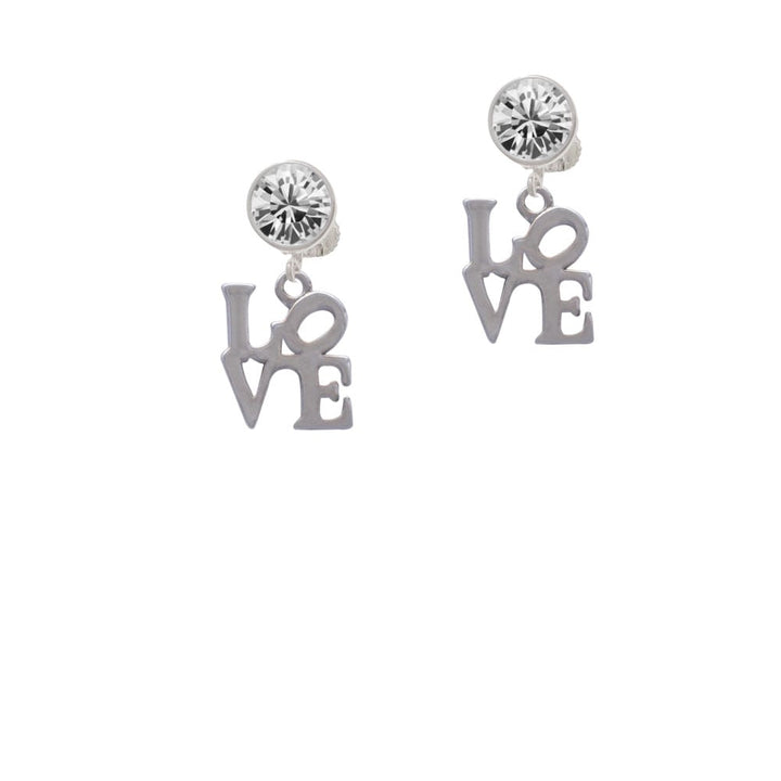 Love in Square Crystal Clip On Earrings Image 1