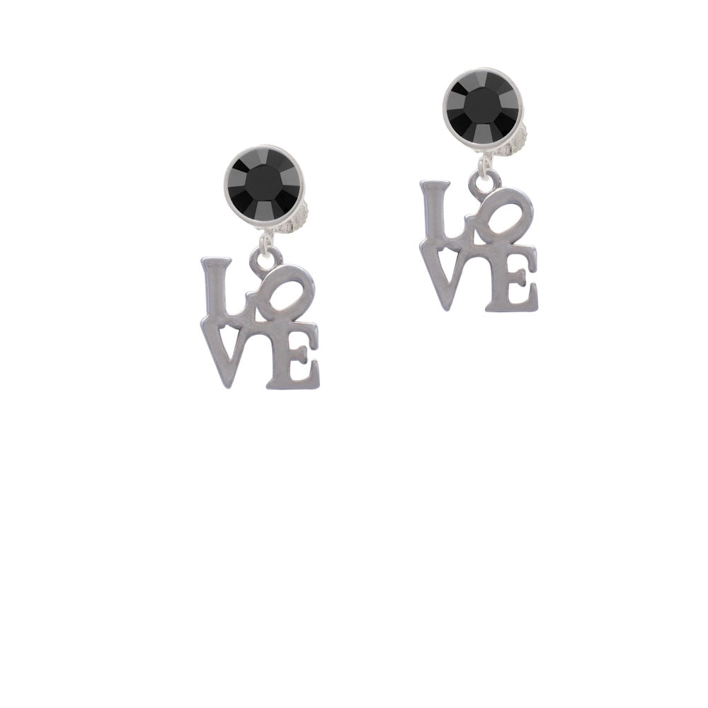 Love in Square Crystal Clip On Earrings Image 3