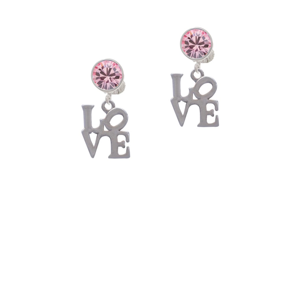 Love in Square Crystal Clip On Earrings Image 4