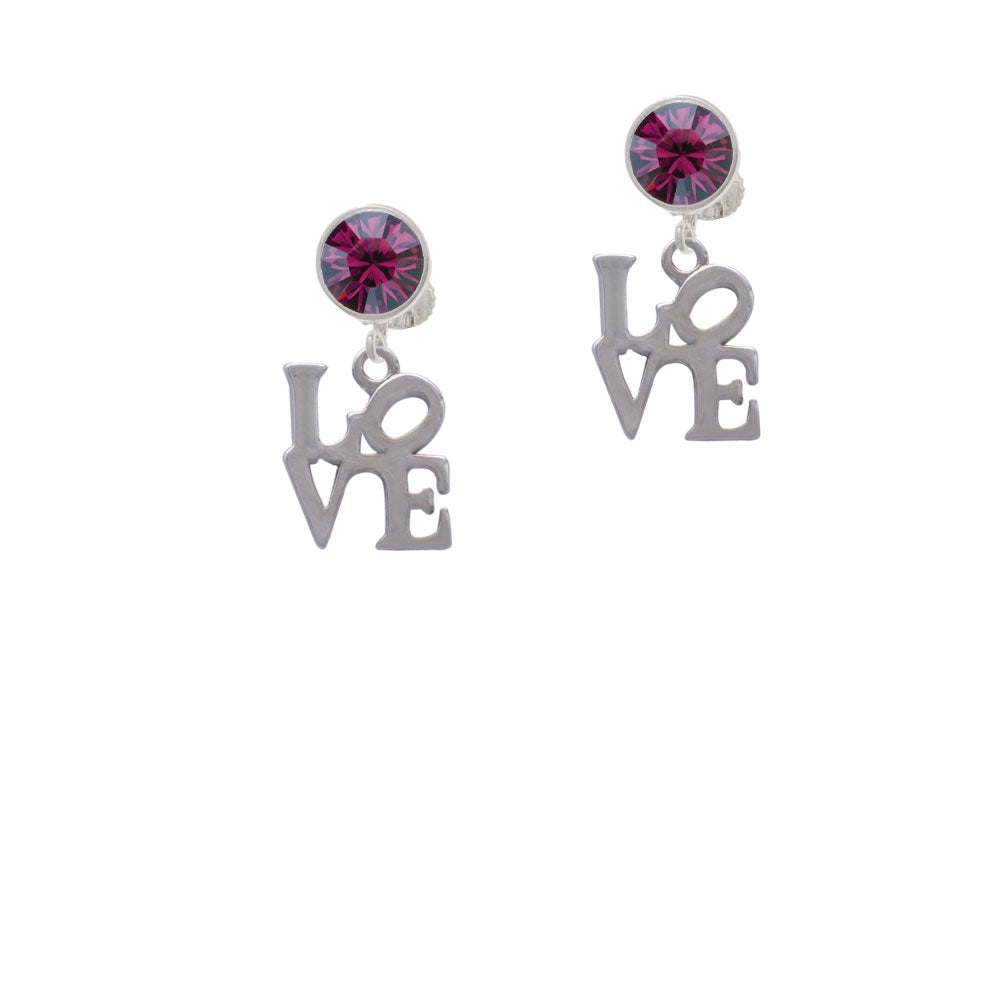 Love in Square Crystal Clip On Earrings Image 8