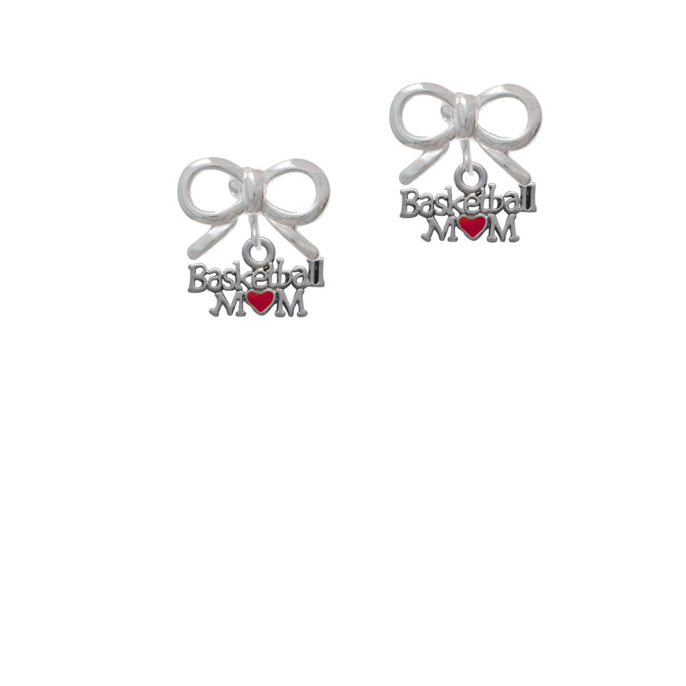 Basketball Mom with Red Heart Crystal Clip On Earrings Image 9