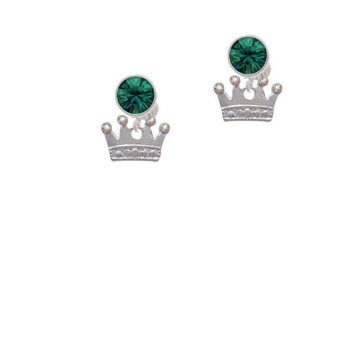 Crown with Crystals and Textured Bottom Crystal Clip On Earrings Image 6