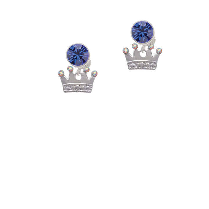 Crown with Crystals and Textured Bottom Crystal Clip On Earrings Image 7