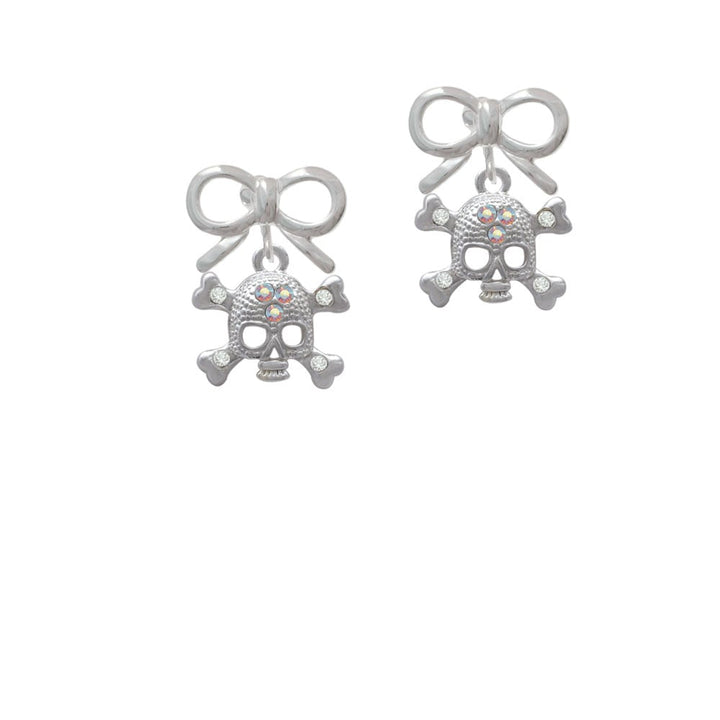 Skull with 3 AB Crystals Crystal Clip On Earrings Image 9