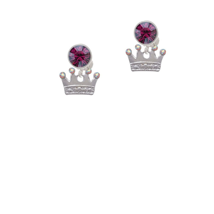 Crown with Crystals and Textured Bottom Crystal Clip On Earrings Image 8