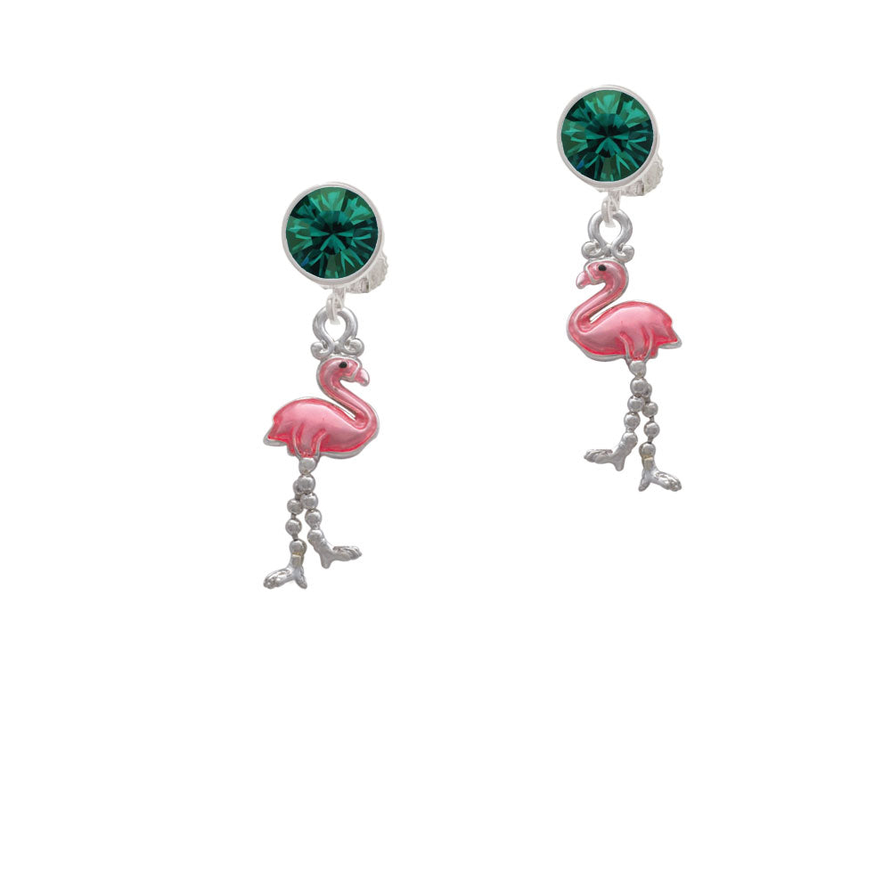 Flamingo with Dangle Legs Crystal Clip On Earrings Image 6