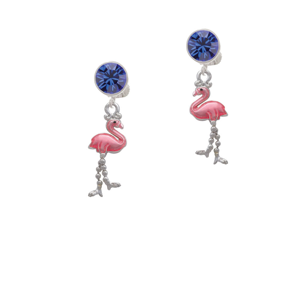 Flamingo with Dangle Legs Crystal Clip On Earrings Image 7